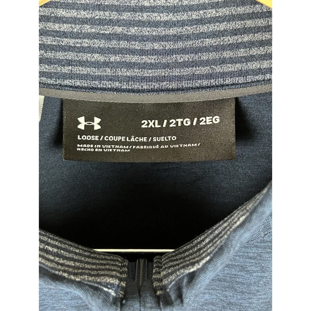 Men's Under Armour 1/2 Zip Long Sleeve Navy Blue Tech Pullover Shirt 2XL‎ - Picture 4 of 12